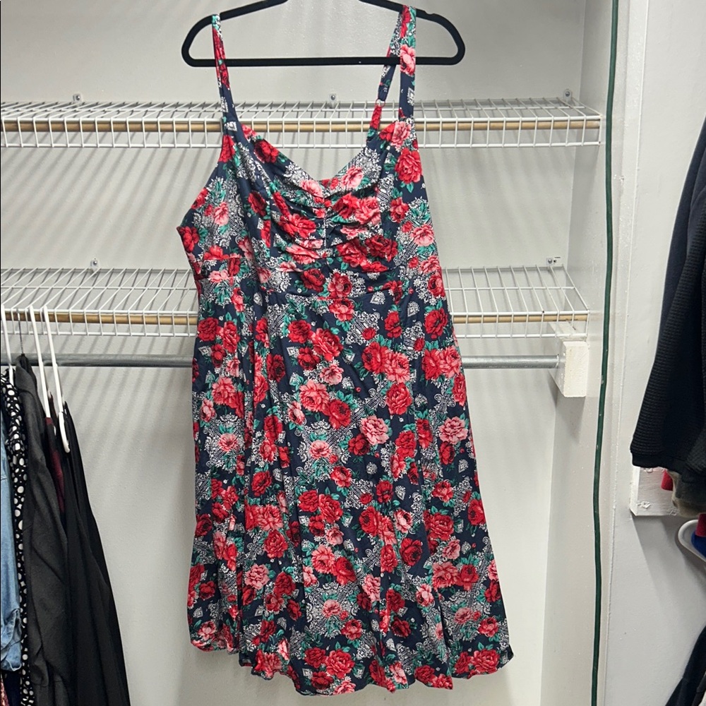 Retro Chic by Torrid Floral A line  Dress - Red rockabilly 3x